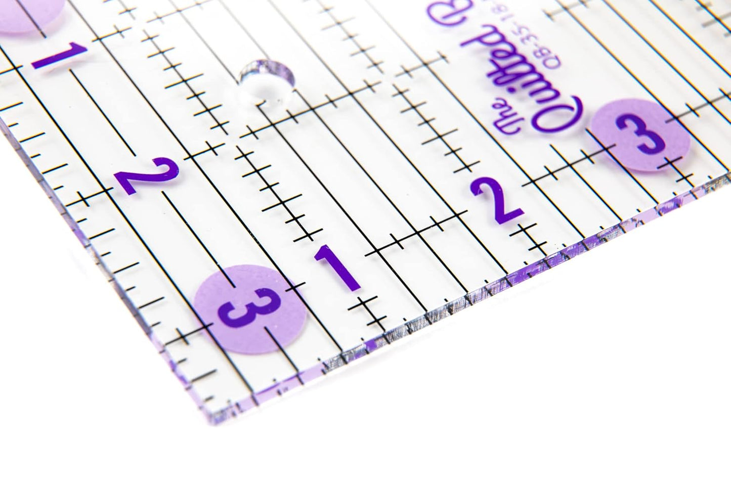 The Quilted Bear Quilting Rulers - Transparent Acrylic Non Slip Quilting, Patchwork & Sewing Ruler with Clear Black Lines & 30, 45 & 60 Degree Angles (3.5" x 18.5")