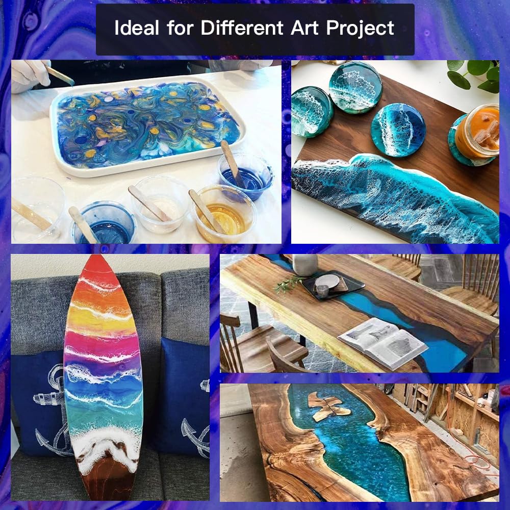 GRLELOU Epoxy Resin Kit 1 Gallon, Crystal Clear Epoxy Resin Easy Mix 1:1, Not Yellowing, Bubble Free, High Gloss, Self Leveling Coating & Casting for Jewelry Making, DIY Craft Wood Molds (0.5 gal×2)