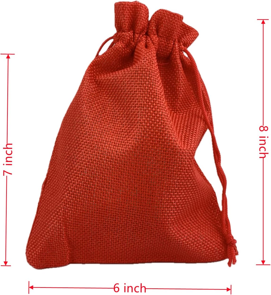 Palmhomee Pack of 25 Burlap Gift Bags with Drawstring Linen Jewelry Pouches Wedding Hessian Jute Bags for Birthday and Treat Pouches Party Wedding Favors Gift (6x8 Inch, Red)