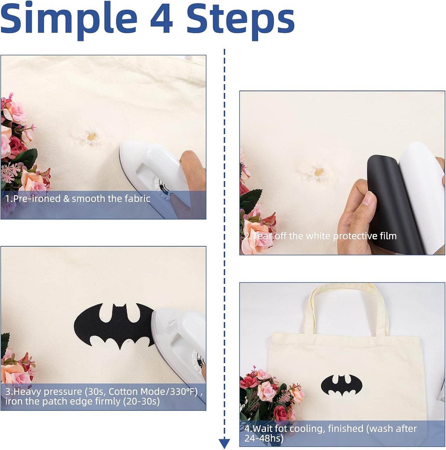 HTVRONT Iron on Patches for Clothing Repair, Fabric Patches Iron on for Denim Jean Repair Decorating Kit 20 Pieces Iron on Patch Size 3.7" by 4.9" (Classic Colors)