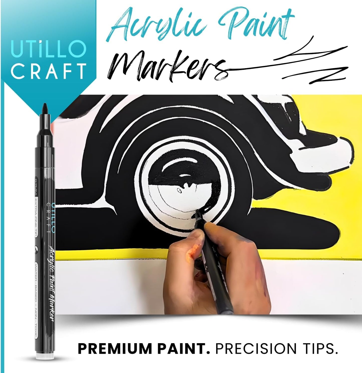 White+Black Paint Pen (8-Pack) Extra Fine Tip Made in Japan | Bold Color+100% Coverage | For Rock, Wood, Glass, Paper, Fabric, Canvas, Metal and More! | 0.7mm Paint Pens | Acrylic Paint Pens