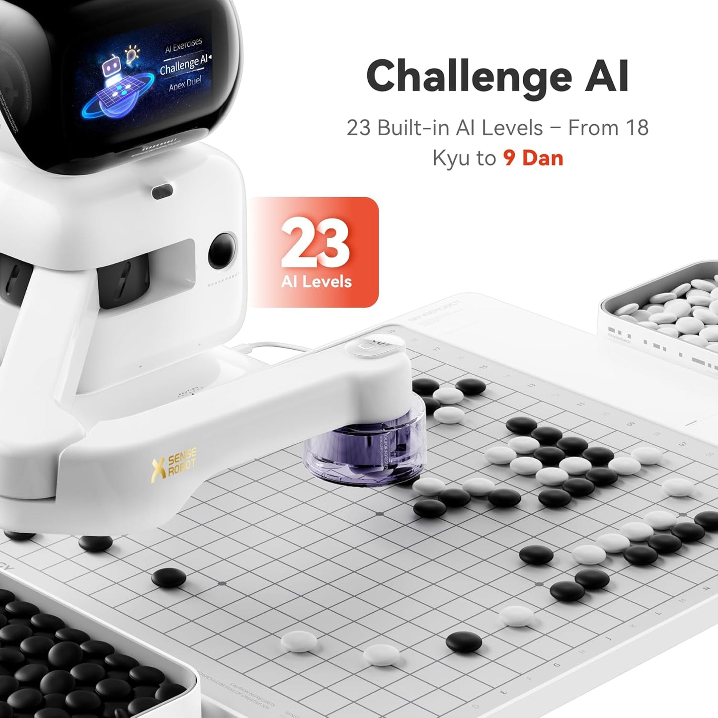 Go Professional – AI Smart Go Board with Robotic Arm, 23-Level AI for All Skill Levels, Apex Duel, Real-Time Game Review, Wi-Fi OTA Updates