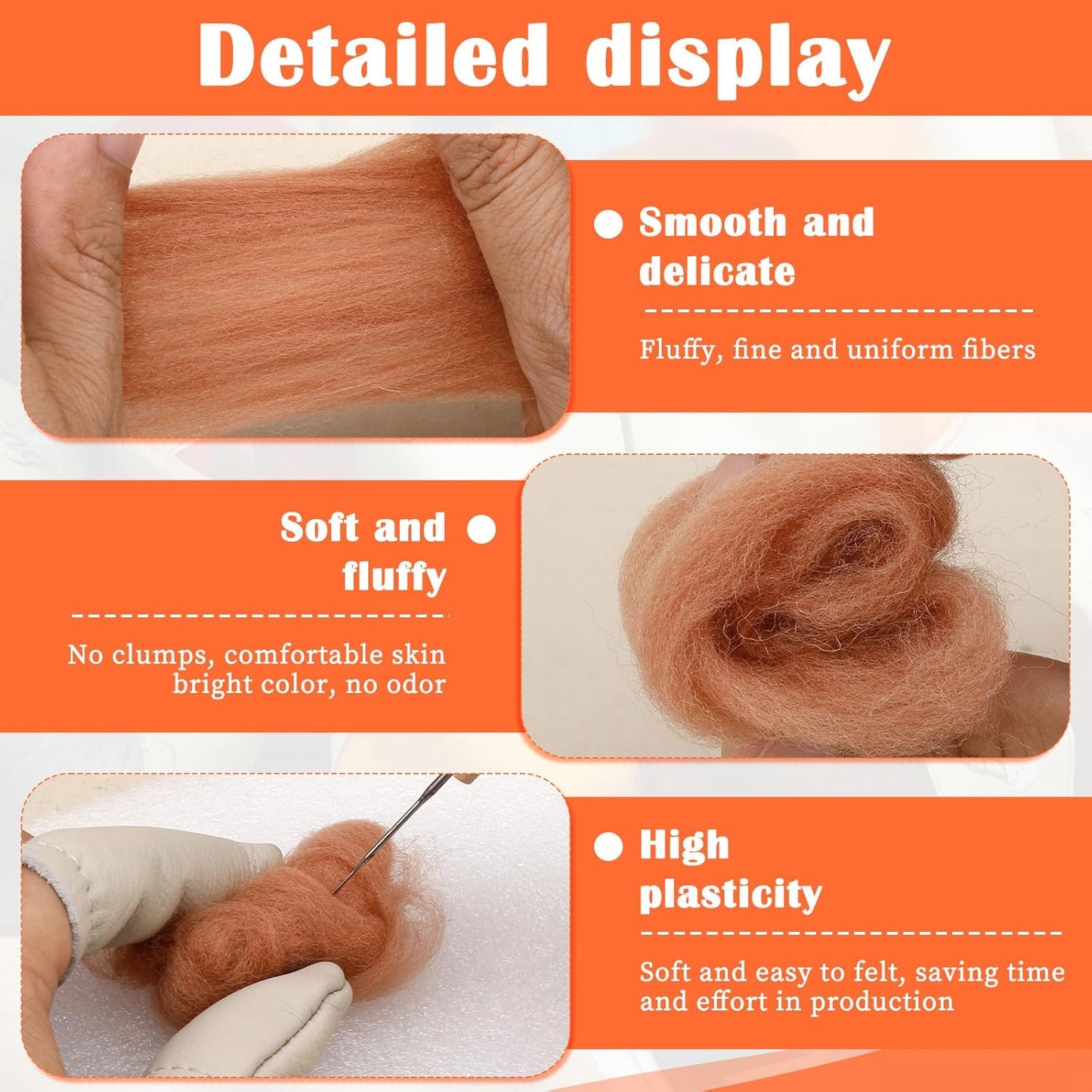 Mayboos Wool Roving Yarn, 1.76oz Colored Natural Wool Roving,Wool Felting Supplies Pure Wool Chunky Yarn for Wet Felting handcrafts and Spinning (Oak Brown)