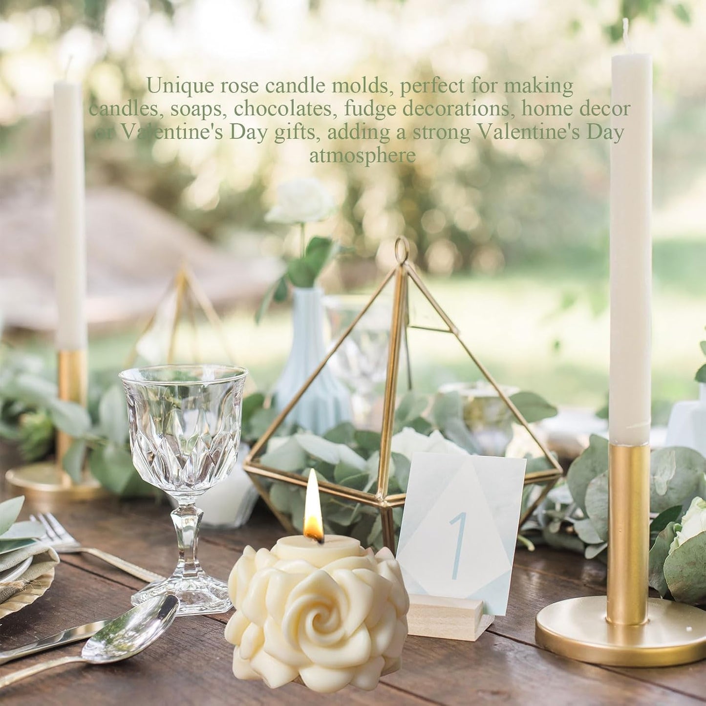 2 Pack Candle Molds Rose Flower Column Silicone Molds, Flower Candle Making Molds Including 6 PCS Flower Silicone Candle Mold, Silicone Molds for Soy Wax, Beeswax etc. (Roses and Cherry Blossoms)