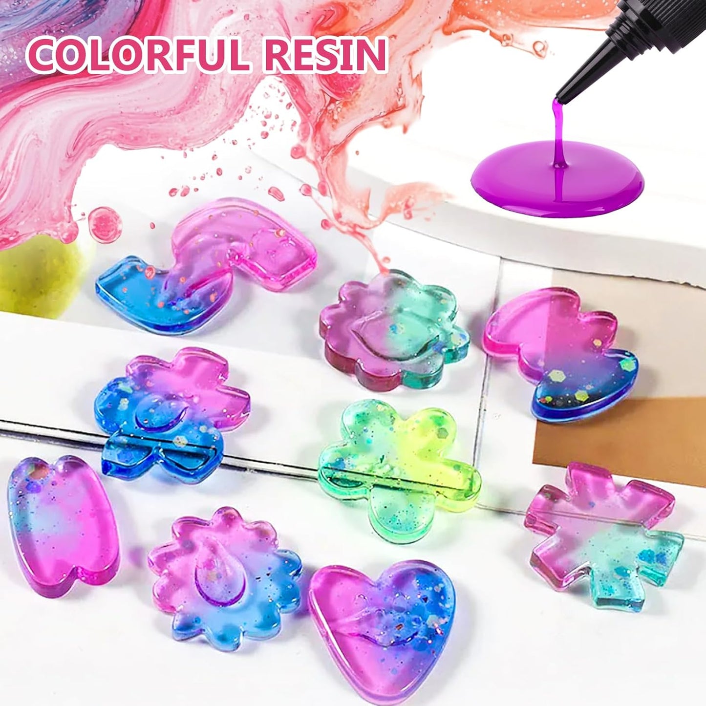 KISREL UV Resin, 20 Colors - 400g UV Resins Kit, Transparent Colored Resins, Rigid Ultraviolet Clear Resin for Crafts, Jewelry Making and Decoration