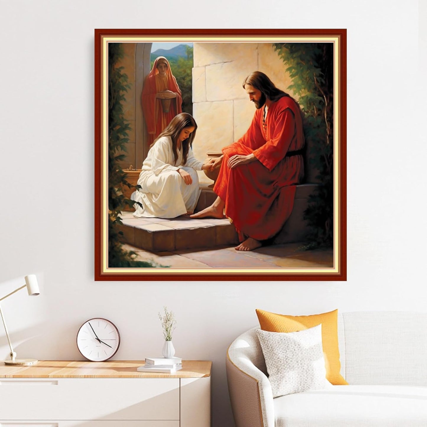 Disxvivy Cross Stitch Stamped Full Embroidery Kits DIY 11CT Cotton Thread Printed DIY Needlepoint Kits Craft Needlework Set Cross-Stitch Stamped Sets-Jesus Virgin Mary 18x18 inch