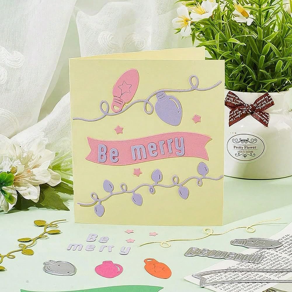 Festivals Metal Cutting Die for Scrapbooking, Christmas Cut Stencils for DIY Scrapbook Photo Album Decorative Paper Card, Card Making Supplies, Embossing (Light Bulb 4.7 x 4 in)