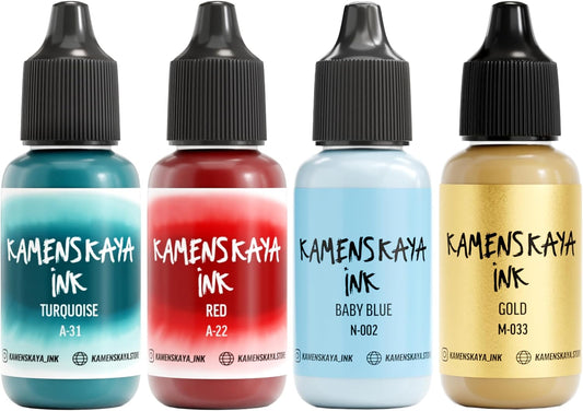 Alcohol Ink Set #4: Matched Color Combination of Alcohol Inks, 4 pcs. 0.51 fl oz (15 ml) Each