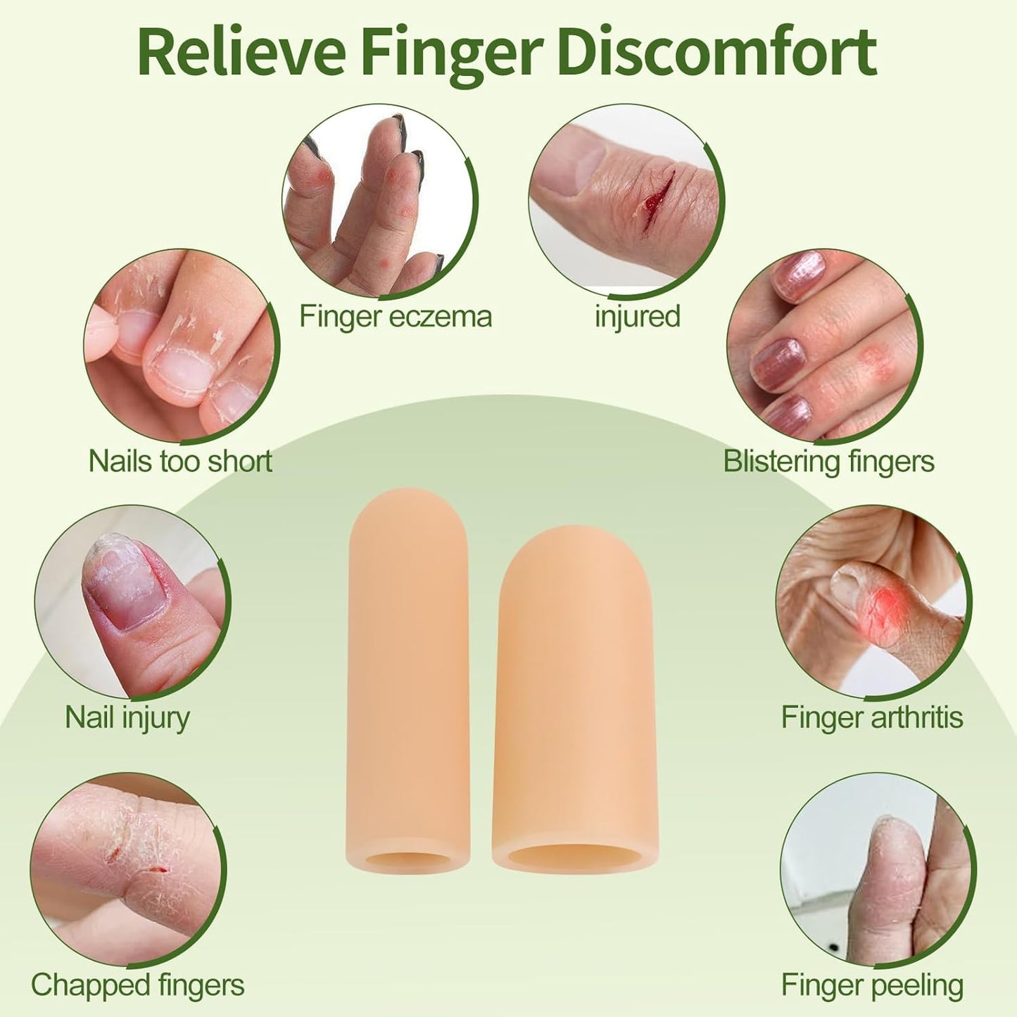 Gel Finger Cots, Silicone Finger Protectors, Finger Sleeves Tip Protectors, Fingertip Bandages for Trigger Finger, Finger Arthritis, Finger Cracking, Hand Eczema Pain Relief
