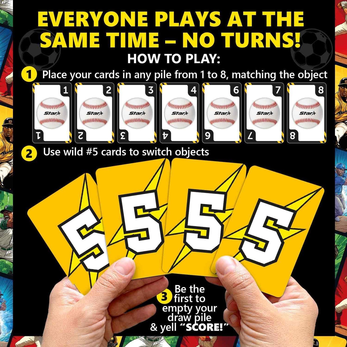 QUOKKA Baseball Fast-Paced Card Game for Kids & Adults – 128 Cards & Easy Rules – Quick & Fun Matching Game – 2-4 Players – Ages 8+ – Perfect for Family Games Night, Travel and Parties