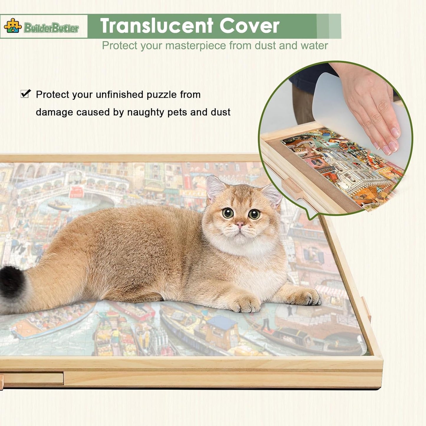 1500 Pieces Rotating Puzzle Board with 6 Drawers,34.25"x25.2" Portable Wooden Jigsaw Puzzle Table with Lazy Susan Spinning Cover