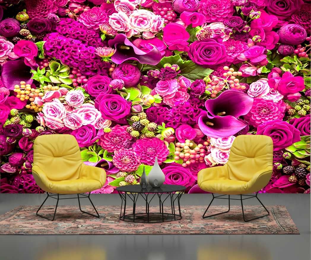 Rose Wall Mural Floral Photo Wallpaper Murals for Wall Decor for Living Room（Not Peel and Stick）