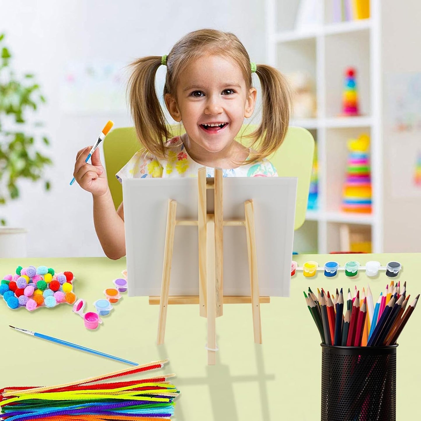 16"x7.7" Wooden Easel, Easel Stand for Painting, Tabletop Easel for Artist/Students/Beginners, Portable Canvas Photo Picture Sign Holder 6Pack