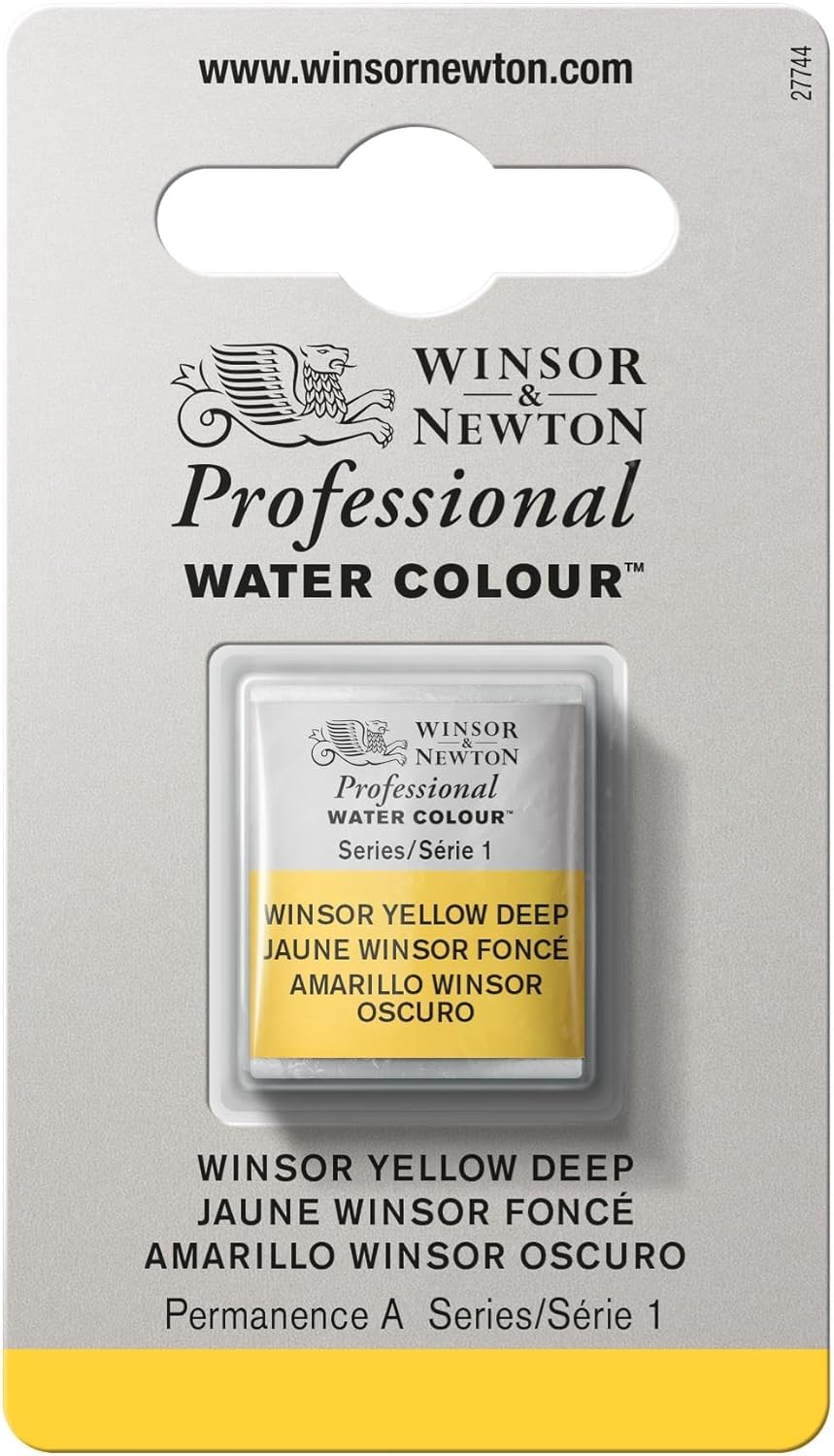 Winsor & Newton Professional Water Colour Paint, Half Pan, Winsor Yellow Deep