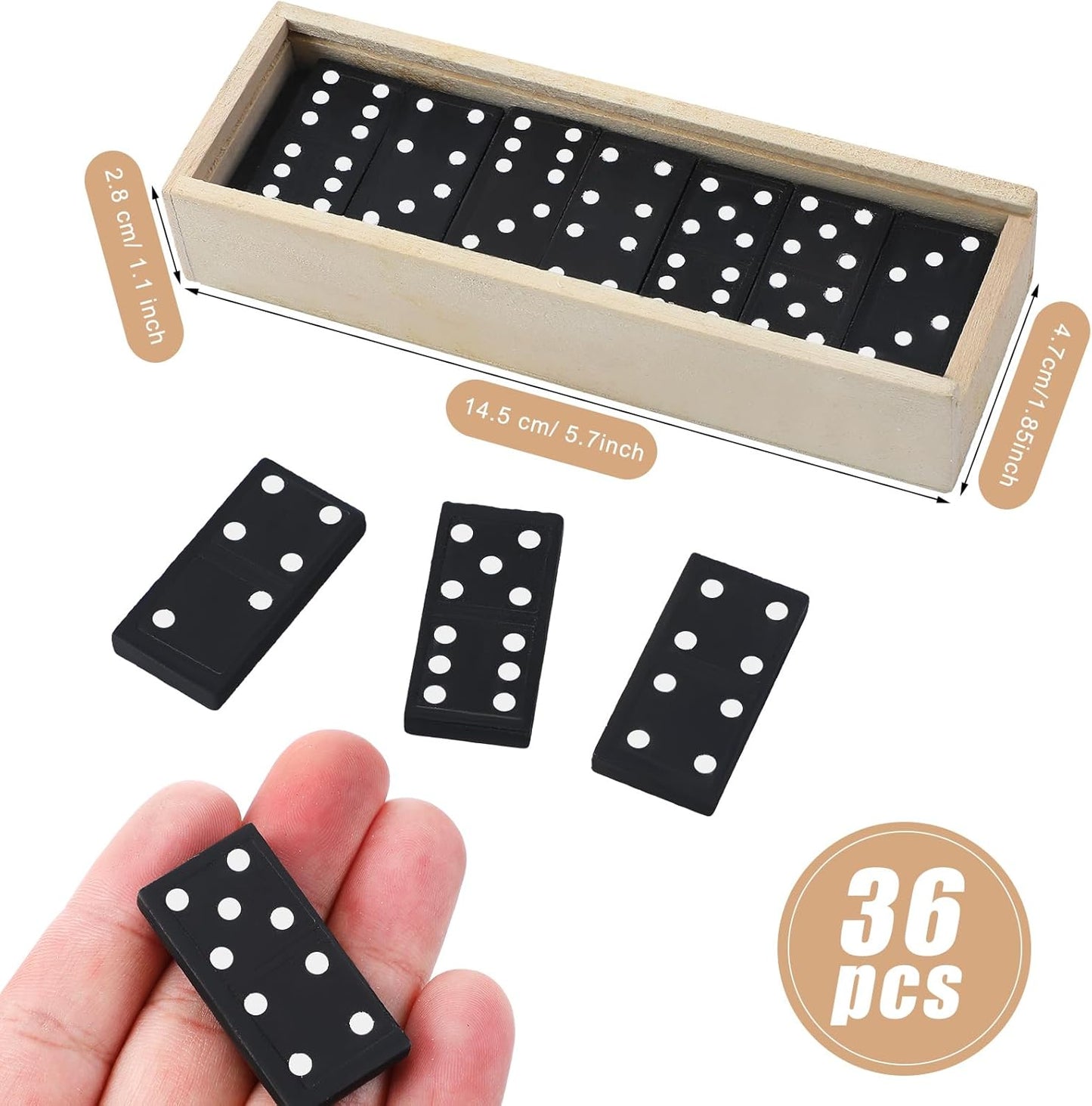 Hungdao 24 Pack Mini Dominos Set for Adults Bulk Double 6 Dominoes Wooden Miniature Classic Board Games Party Favor Travel Family Games Educational Toys with Wood Case Operation Christmas Item Gifts