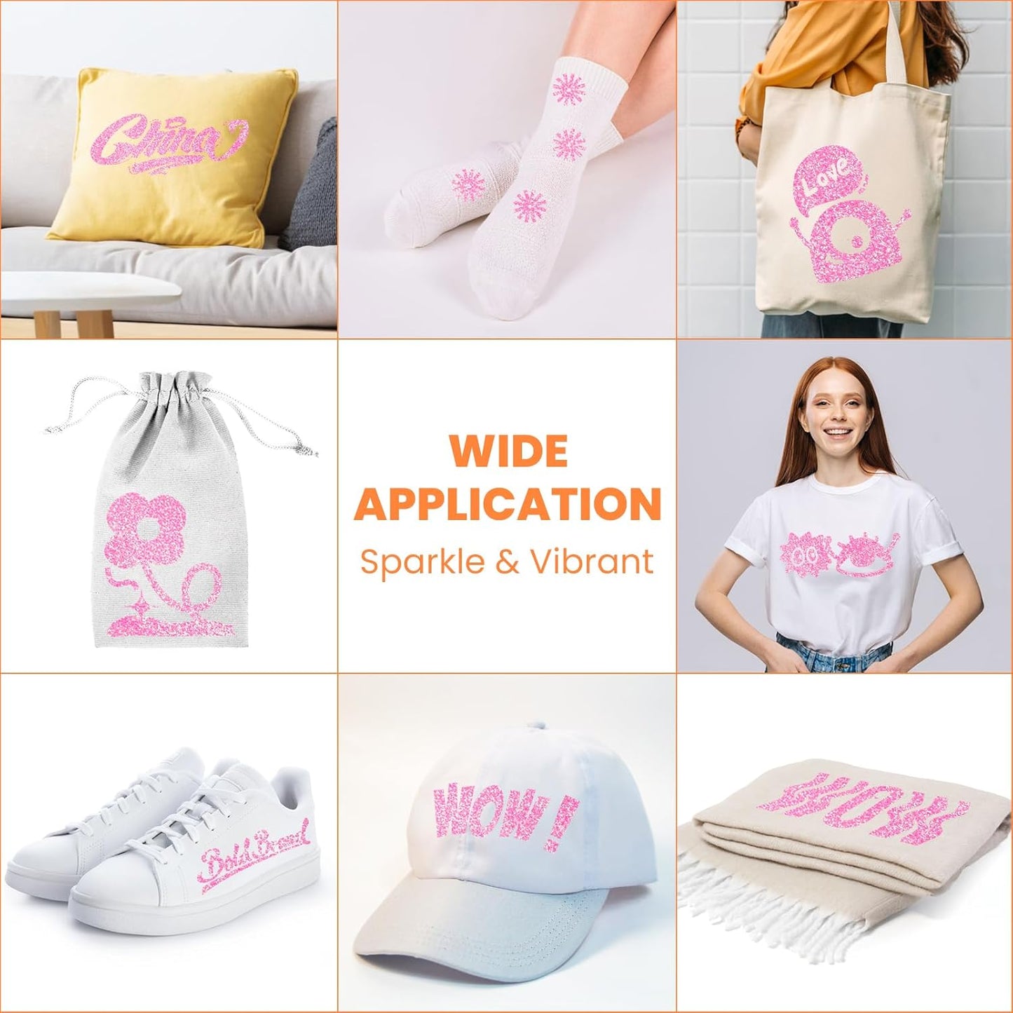 HTVRONT Glitter HTV Vinyl Roll - 10" x 8ft Neon Pink Glitter Heat Transfer Vinyl for T Shirts, Glitter Iron on Vinyl for All Cutting Machine (Neon Pink Glitter)