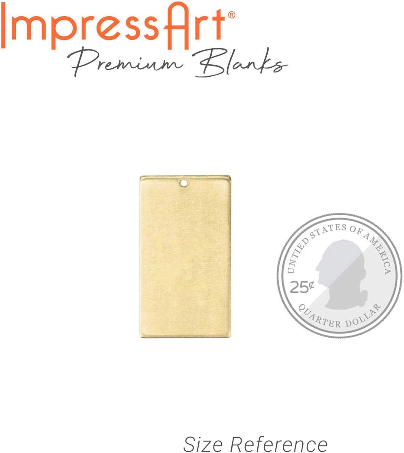 ImpressArt - Premium Metal Stamping Rectangle Blanks for Metal Stamping and Jewelry Making (24 Pack) (11/16" x 1 1/4" Rectangle w/Hole, Brass)