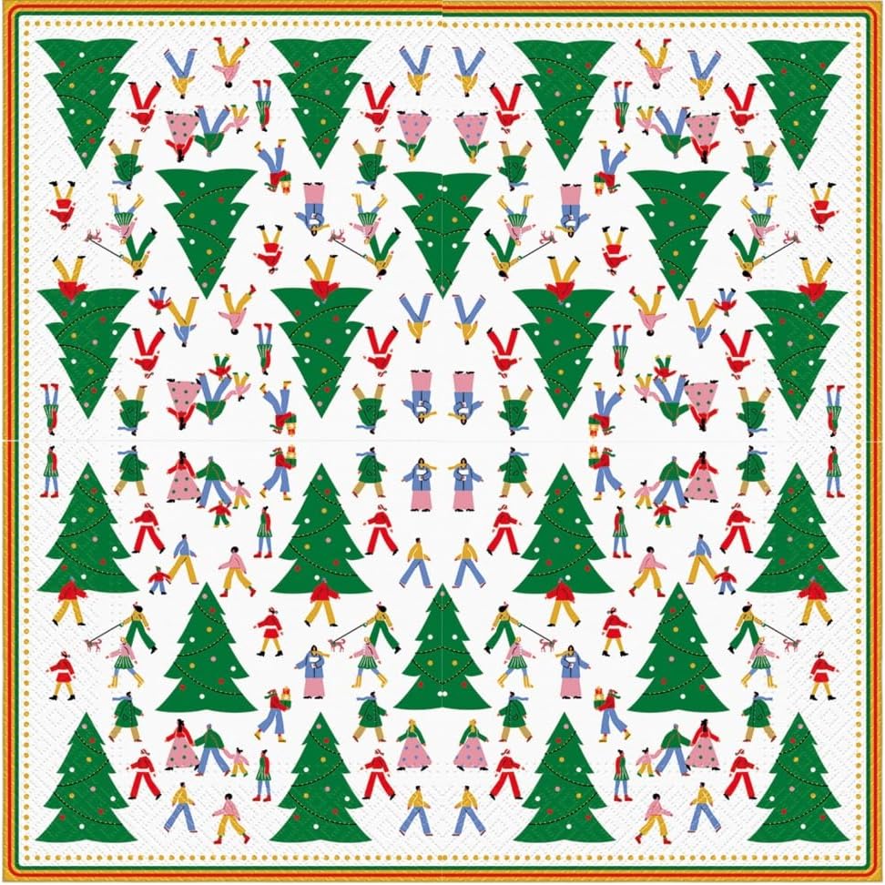 20-ct 13x13 Christmas Paper Decoupage Napkins, 3-Ply Servilletas Tissue Napkin for Dinner and Parties, Disposable Napkins (Christmas Hustle)