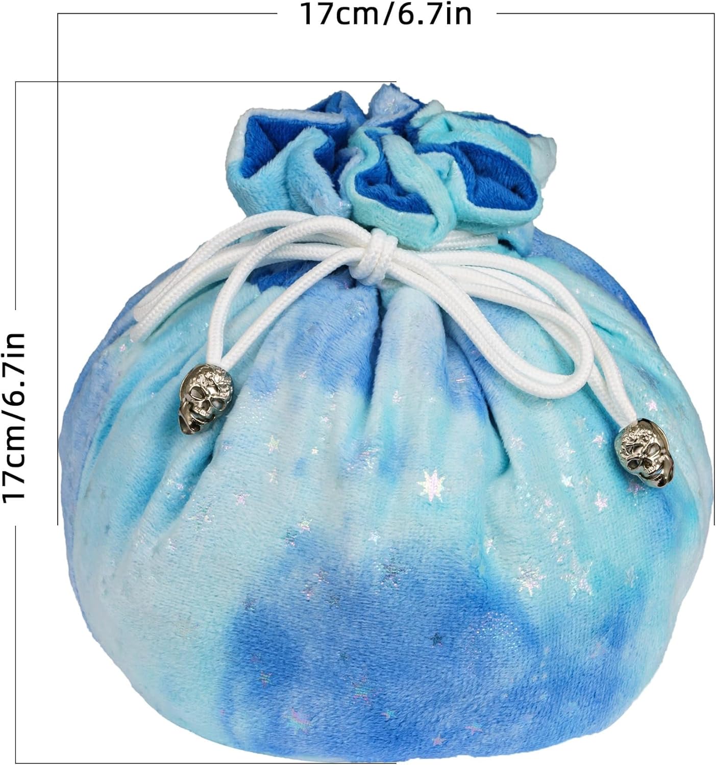 DND Dice Bags Large with Pockets Blue Storage Bag Star Pattern for D&D RPG Game Dices - Capacity 200+ Dice