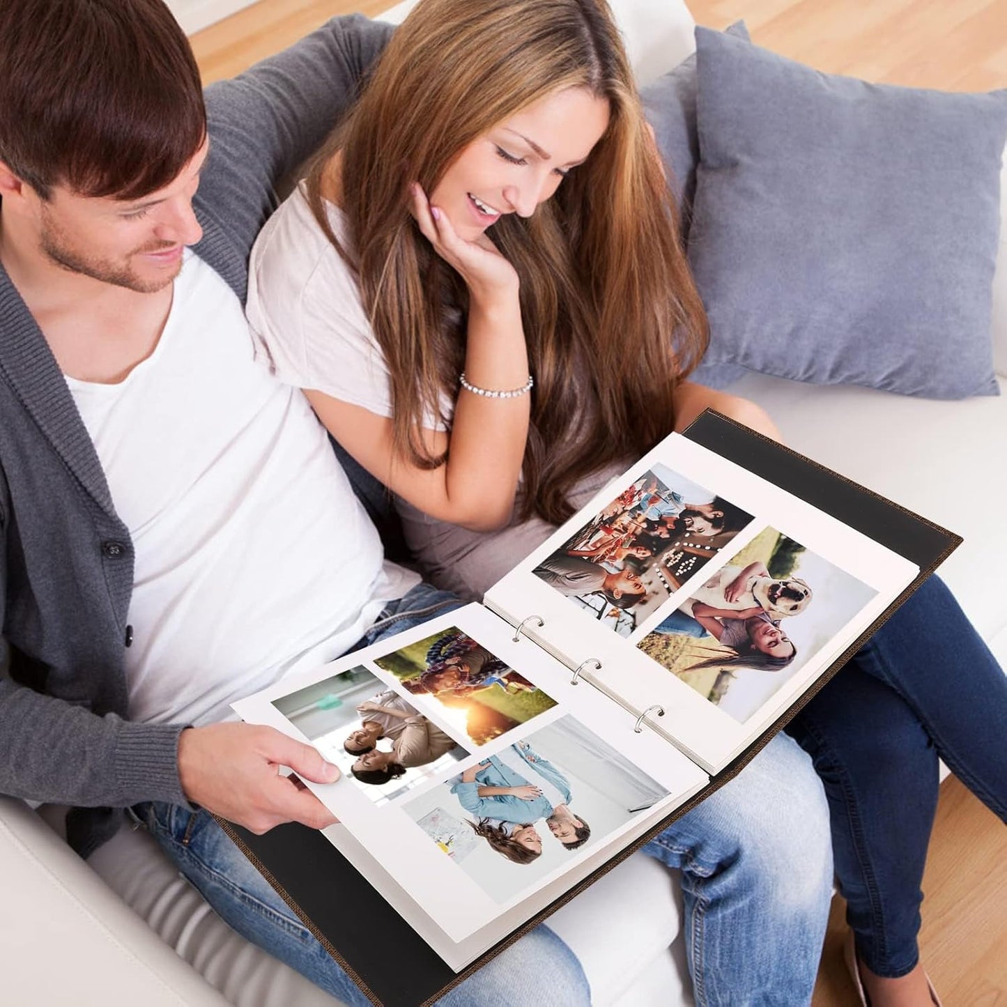 Zesthouse Photo Album Self Adhesive with Picture Display Window, 3-Ring Scrapbook Albums 60 Pages Holds 8x10 5x7 4x6 Photos, DIY Photo Book Ideal Gift for Family Wedding Baby