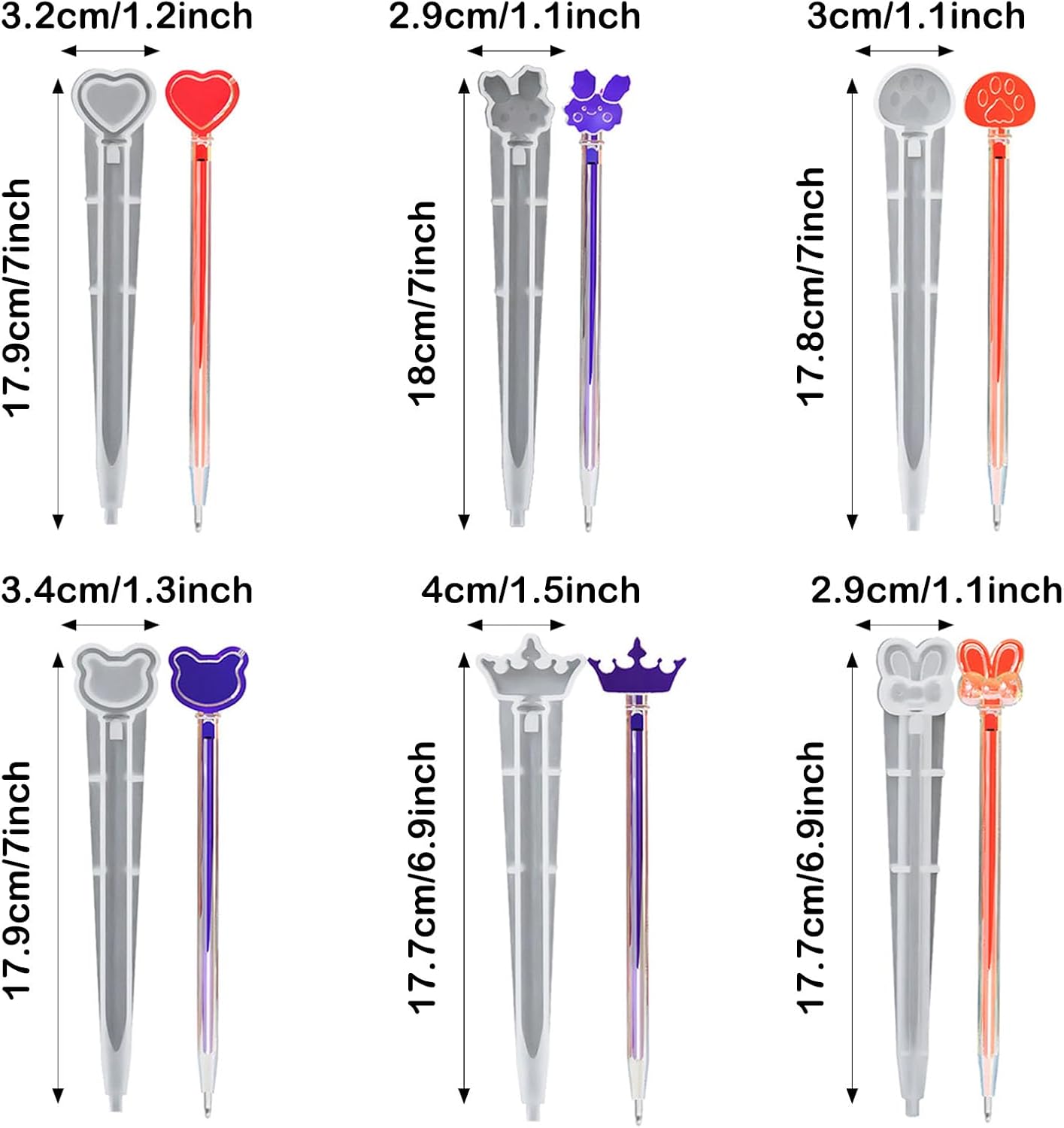Pen Resin Molds, 12 PCS Ballpoint Pen Silicone Molds with 100 PCS Ballpoint Refill Pens for DIY Pen Craft Making