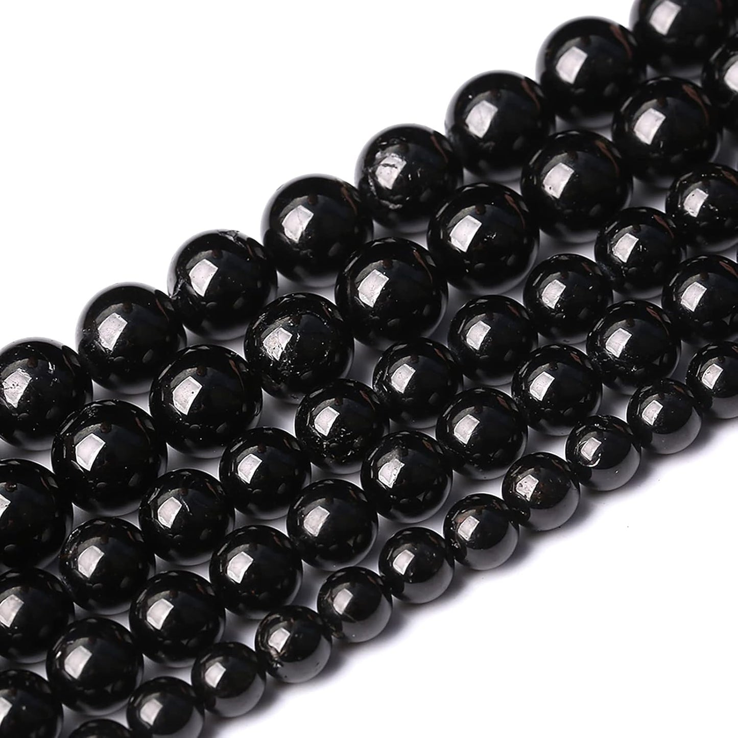38pcs 10mm AAAA Natural Black Tourmaline Gemstone Beads Round Loose Beads for Jewelry Making DIY Bracelet Necklace