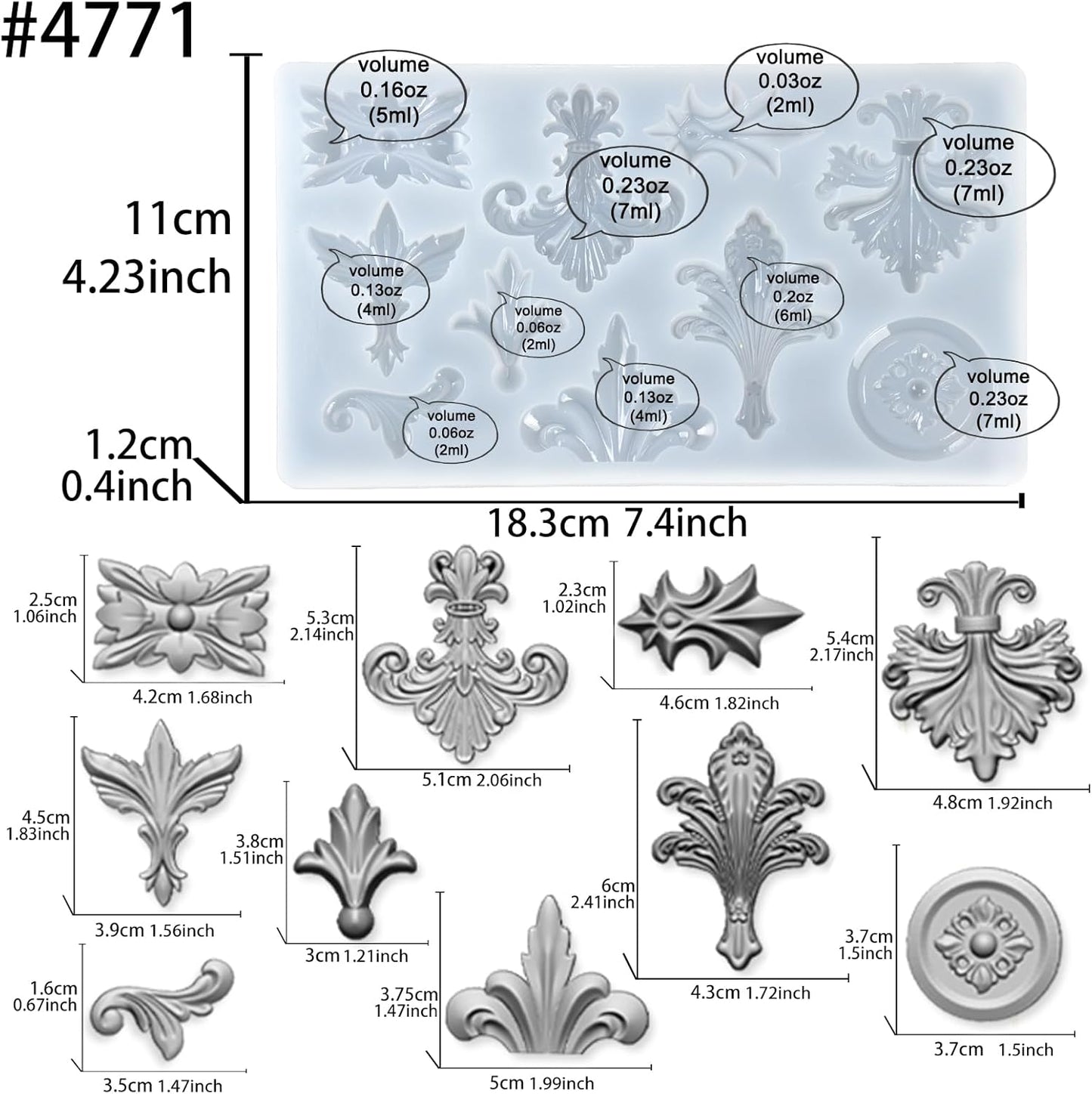 Baroque Medallion Mold for Polyclay Air Dry Clay Plaster