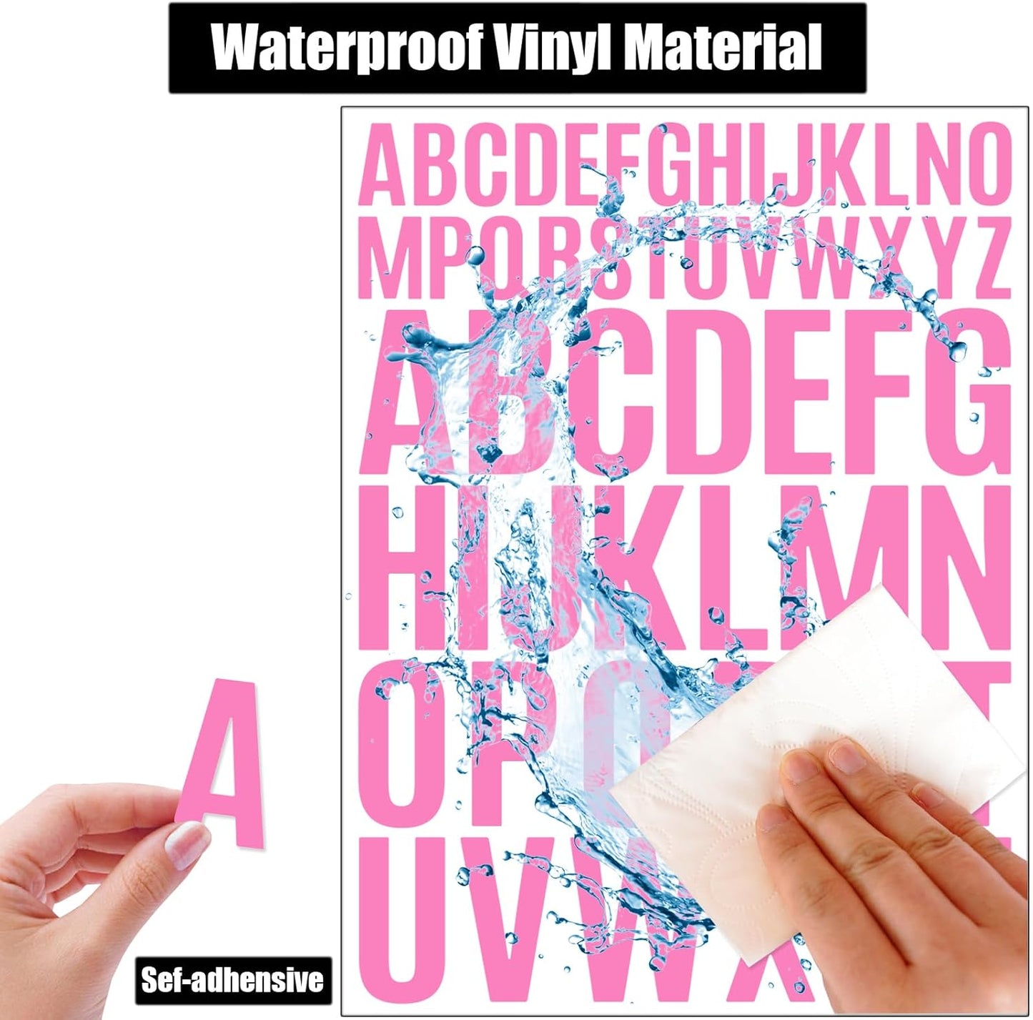 Bemeol Letter Stickers 1560 Pieces 30 Sheets Stick on Vinyl Letters Capital Alphabet Sticker Letter for Craft Bulletin Boards Classroom Home Business Decor(Pink,1 Inch,2 Inch)