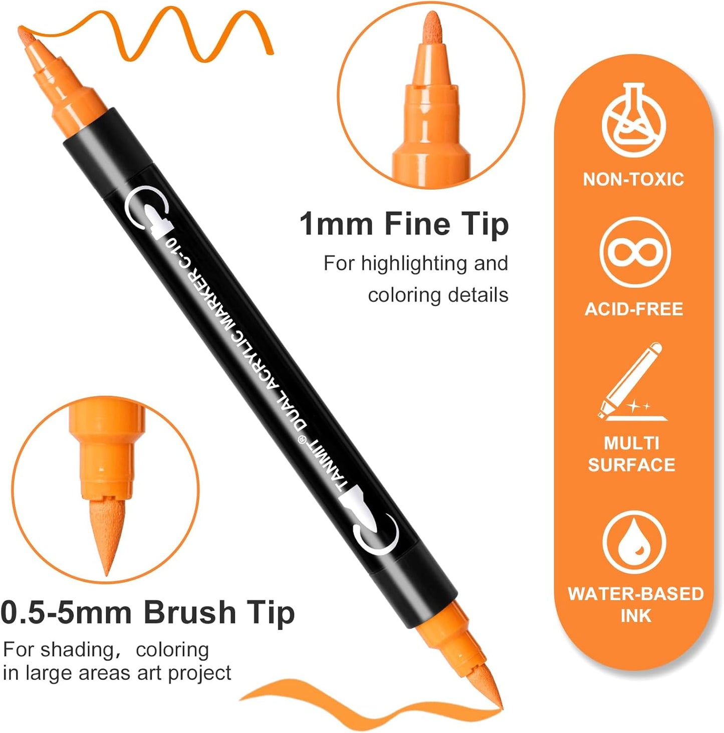 124 Colors Acrylic Paint Pens, Dual Tip Acrylic Paint Markers with Brush Tip and Fine Tip, Acrylic Pens for Rock Painting, Wood, Canvas, Stone, Glass, Ceramic,DIY Crafts Making Art Supplies