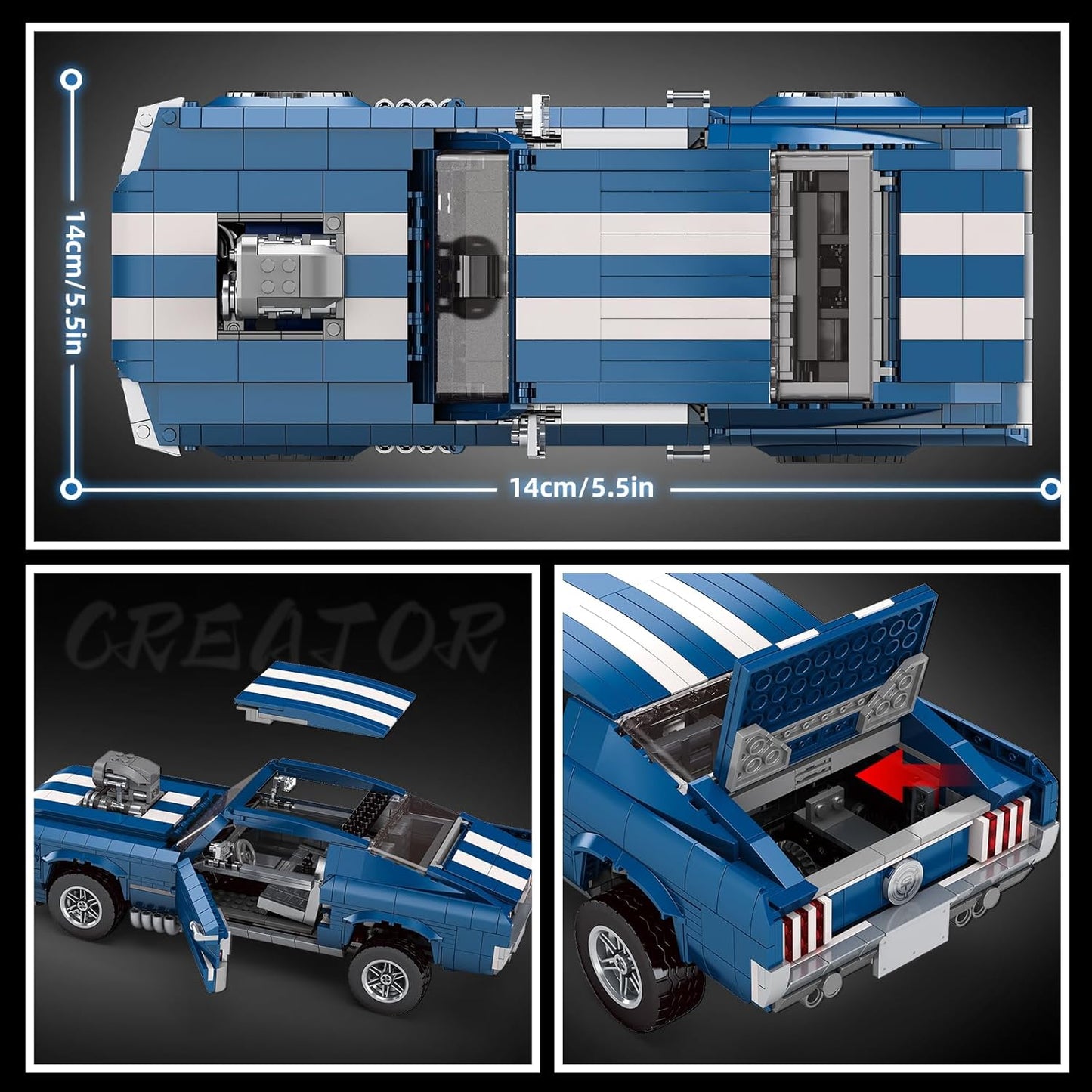 Creater Expert GT 1976 Building Blocks Toys - Compatible with Lego Car Adults Challenging, Advanced Collector's Car Model, Home and Office Display, Collectible Gift for Adults and Teens