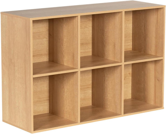 Wooden 6-Cube Storage Organizer with Closed Back Panel, 11in Cube Shelf Opening, Bookshelf, Display Shelf,Closet Cabinet for Home and Office,Natural Oak