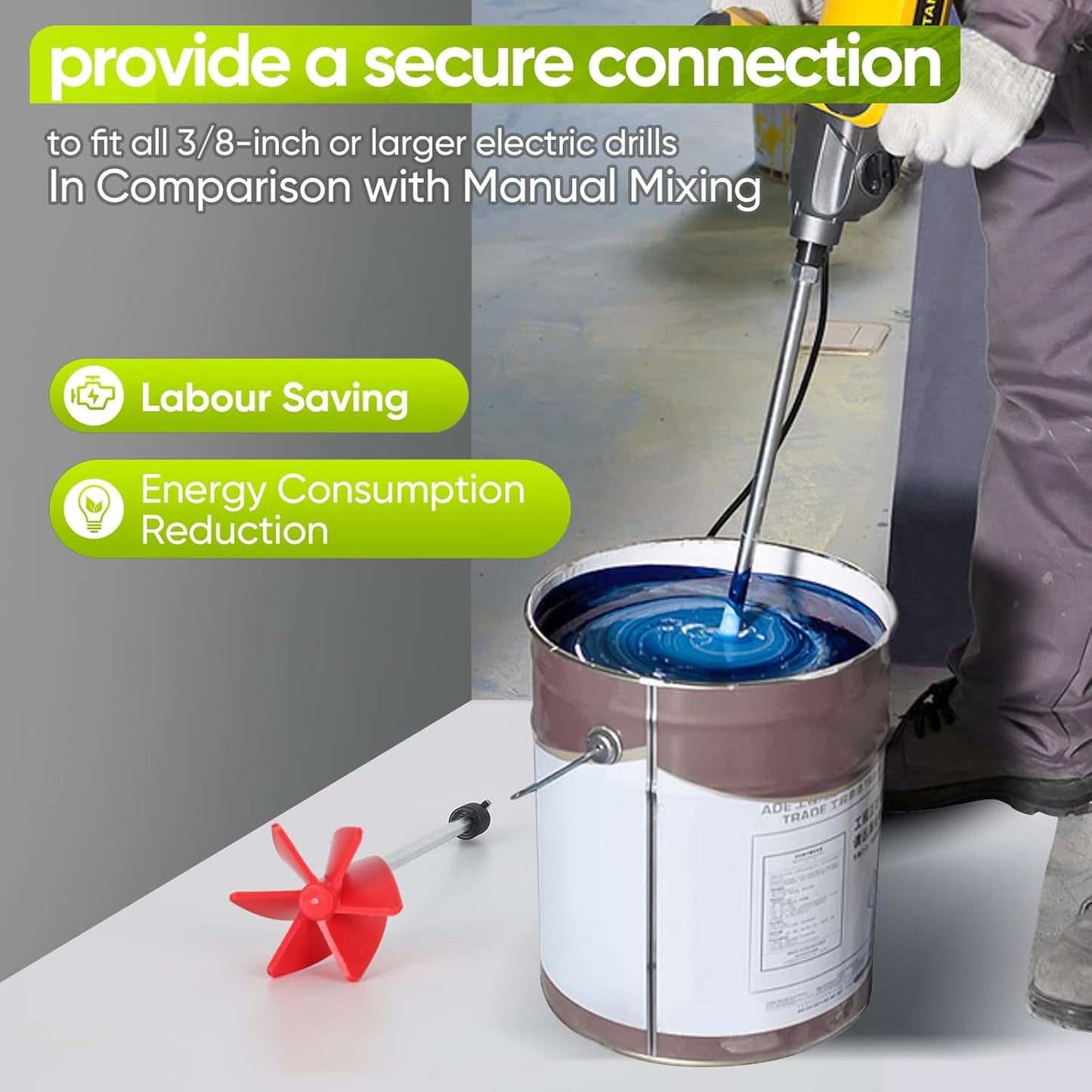 2-Pack Helix Paint Mixer Attachment for Drill - 11.8" Industrial Stirrer Paddle, 1 to 5 Gallon Epoxy Resin Mixer (Fits Concrete, Silicone, Thick Materials) (2 Pcs)