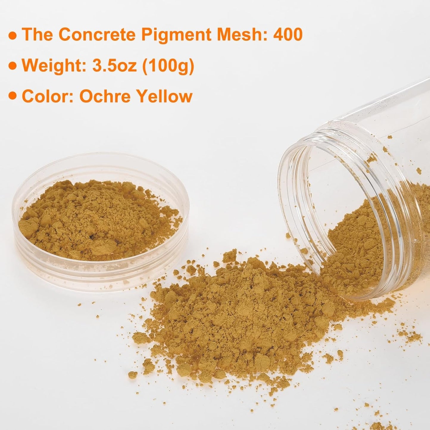 HARFINGTON Iron Oxide Powder Concrete Pigment 400 Mesh 3.5oz (100g) Iron Oxide Grout Pigment for Pastel Tile Paint Concrete Cement, Ochre Yellow