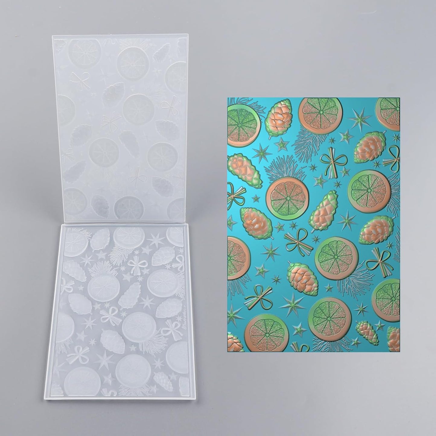 BAOFALI 3D Christmas Theme Plastic Embossing Folders Lemon Pine Nut for DIY Scrapbooking Photo Album Card Paper Craft Decoration for Card Making,Embossing Template Paper Card Embossing Stencil