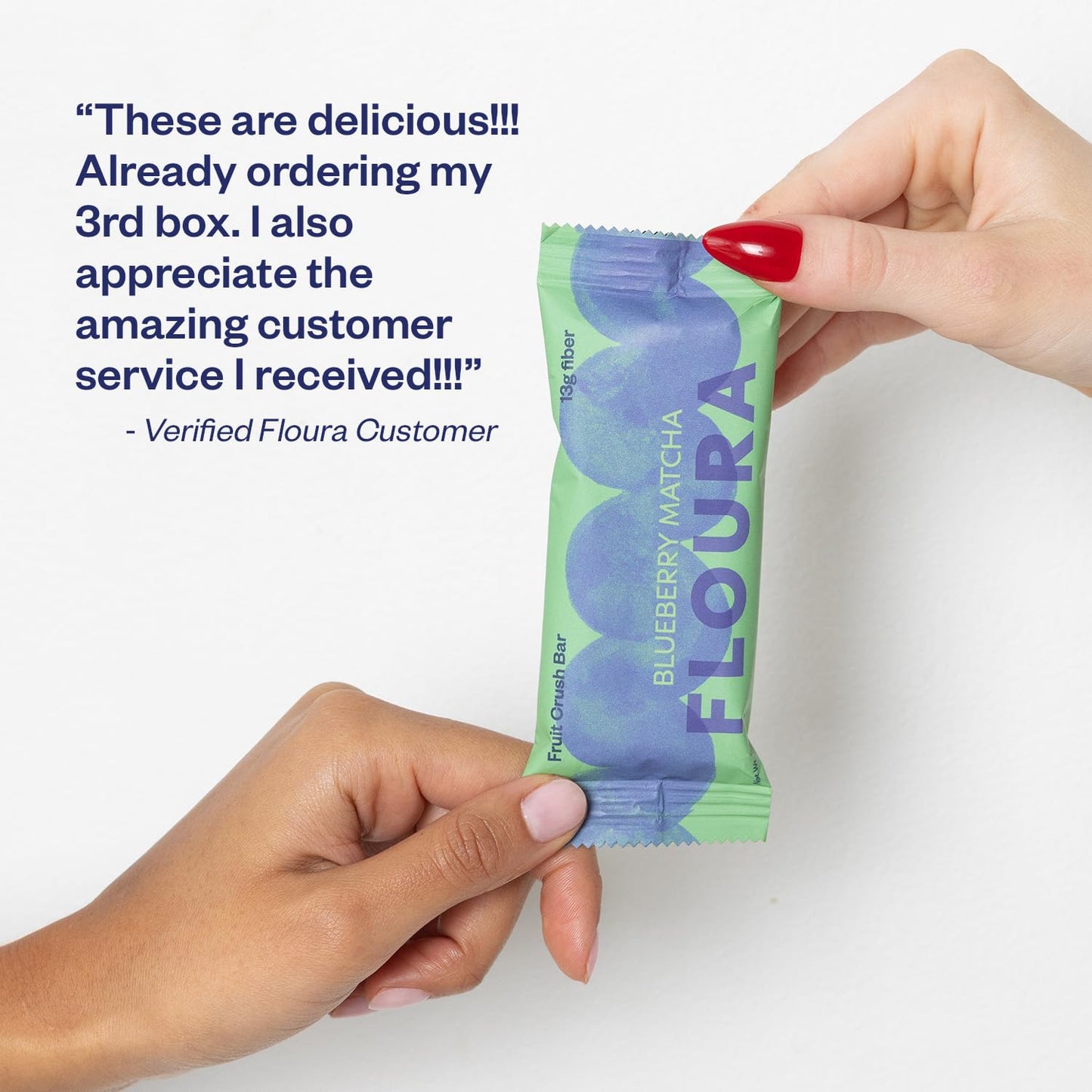 Floura Blueberry Matcha Fruit-Forward Fiber Bars– High Fiber, Vegan, Gluten & Dairy Free, Low Calorie Healthy Snack Bars with Upcycled Produce for Gut Health [10 Pack]