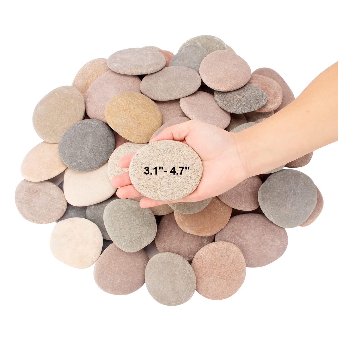 [About 30 PCS - 35 PCS](18 Pounds) Painting Rocks,3"-4.8" River Rocks,Flat Rocks,Painting Stones,Naturally Stones,Arts Rocks,Craft Rocks,DIY Rocks