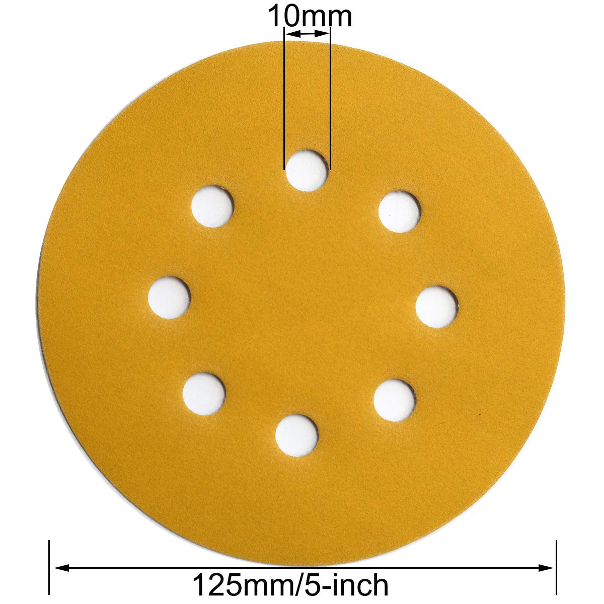 5-Inch 8-Hole Hook and Loop Sanding Discs 320-Grit Random Orbit Sandpaper, 50-Pack