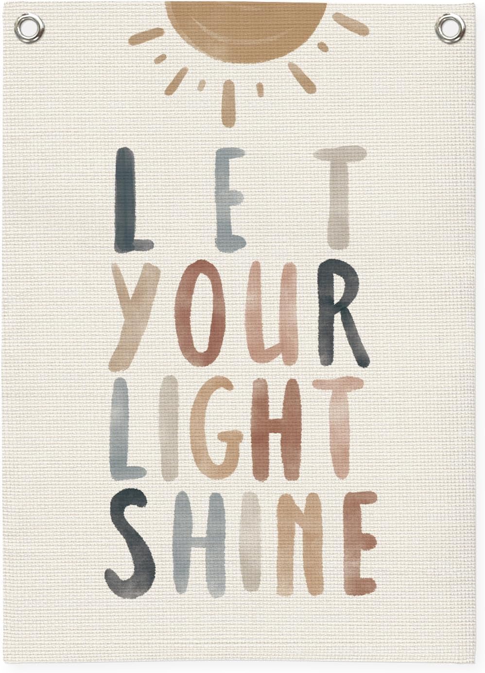 Inspirational Positive Affirmations Wall Decor,Let Your Light Shine for Kids Wall Art Linen Canvas Banner,Positive Wall Decor Hanging Flag for Classroom Playroom Bedroom 18x25 Inch
