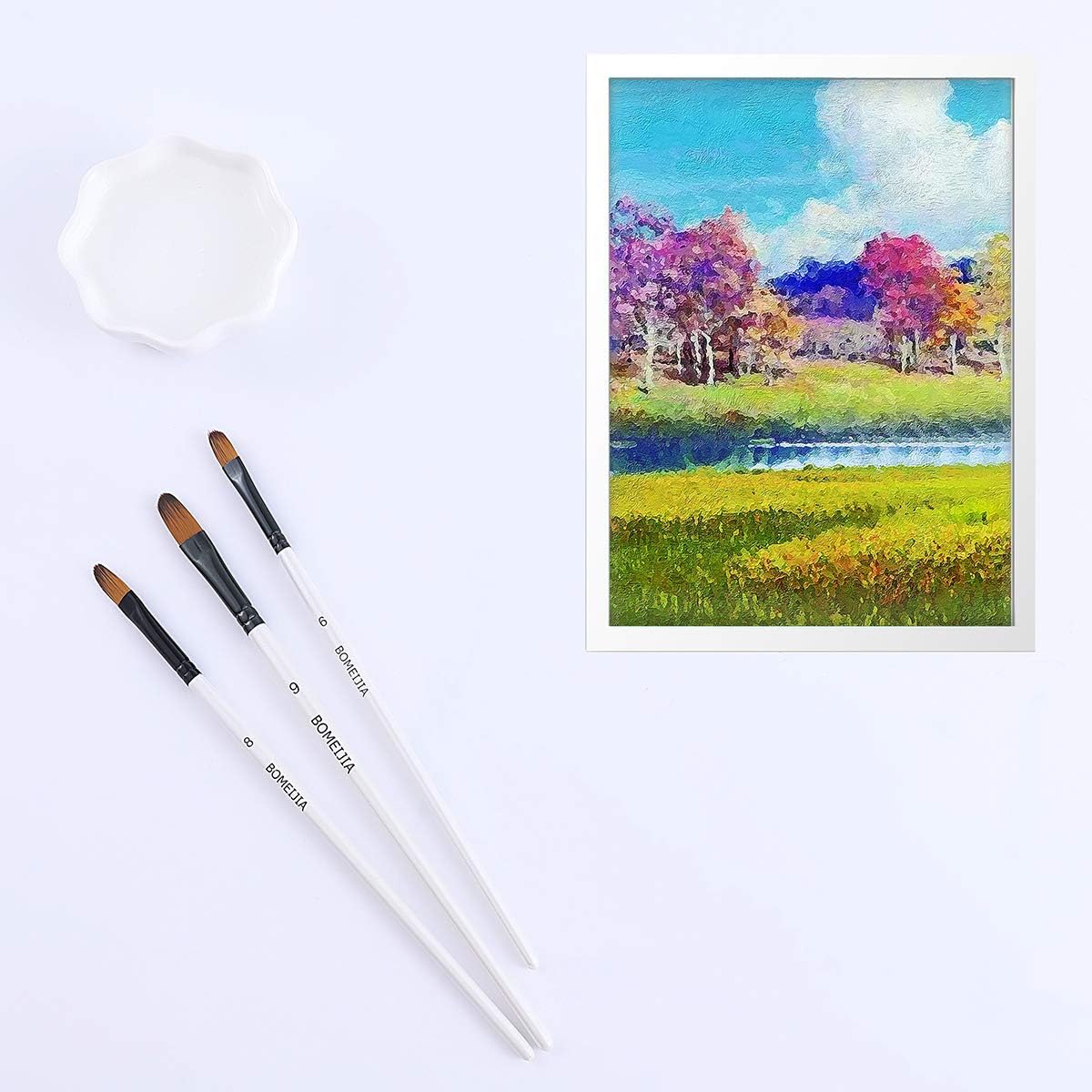 Filbert Paint Brushes Set, 12 PCS Artist Brush for Acrylic Oil Watercolor Gouache Artist Professional Painting Kits with Synthetic Nylon Tips