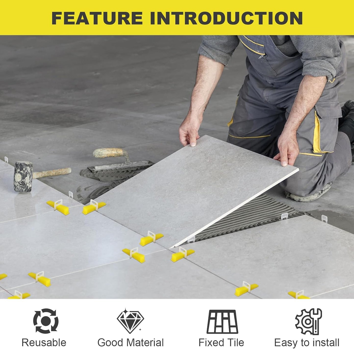 DGSL Tile Leveling System Tile Wedges, 400PCS Reusable Tile Leveling Wedges for 1/8", 1/16", 1/32" Tile Spacers, Tile Leveling Clips and Tile Leveler Installation