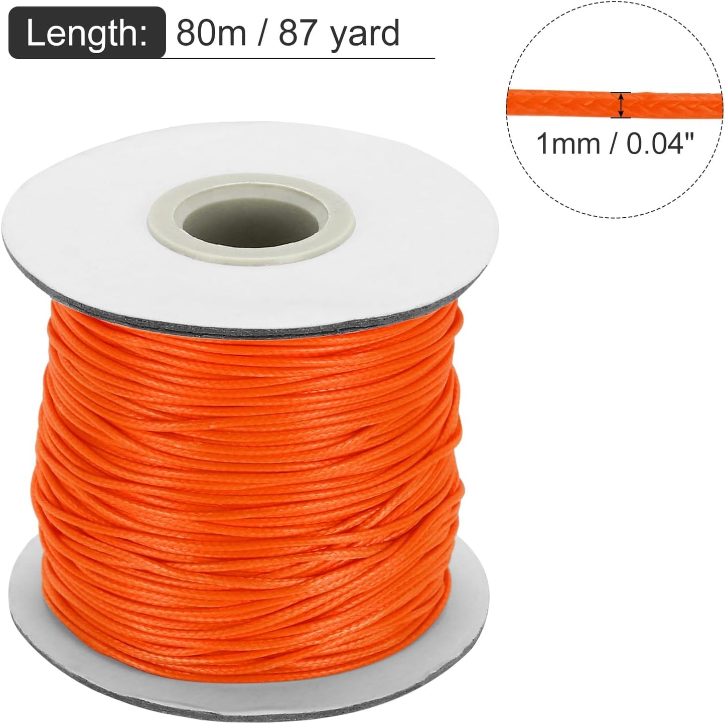 MECCANIXITY Waxed Cord 1mm Waxed Thread 87 Yard Wax String Leather Cord for Bracelet Making, Necklaces, Beading, Jewelry Making and DIY Crafts(Orange)