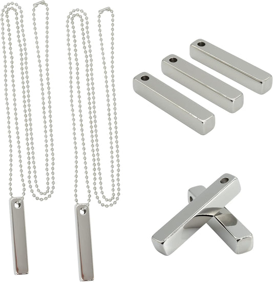 StayMax Rectangle Bar Engraving Blanks Stainless Steel Engraving Blank with Ball Chain 5 Pack