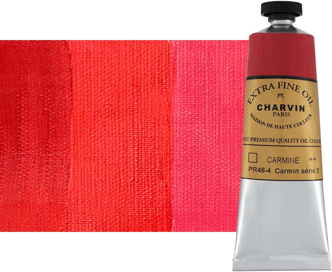Charvin Extra Fine Oil Paint, Carmine 60 mL - Triple-Milled, Rich Texture, Poppy Oil-Based, Light-Fast, Handmade, Archival Quality