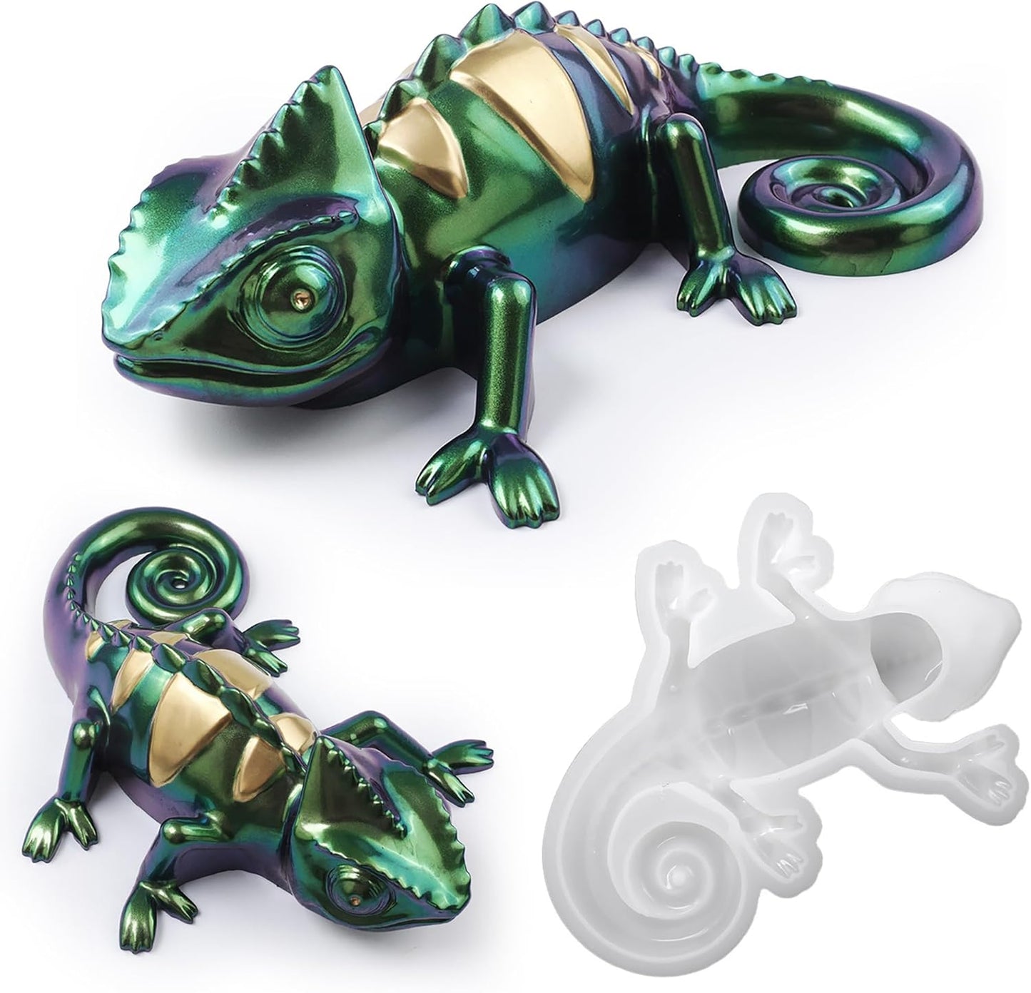 Lizard Animal Cylinder Candle & Resin Mold - Resin Casting Silicone Molds for Home Decor & Candle Making Wave Spiral Mold