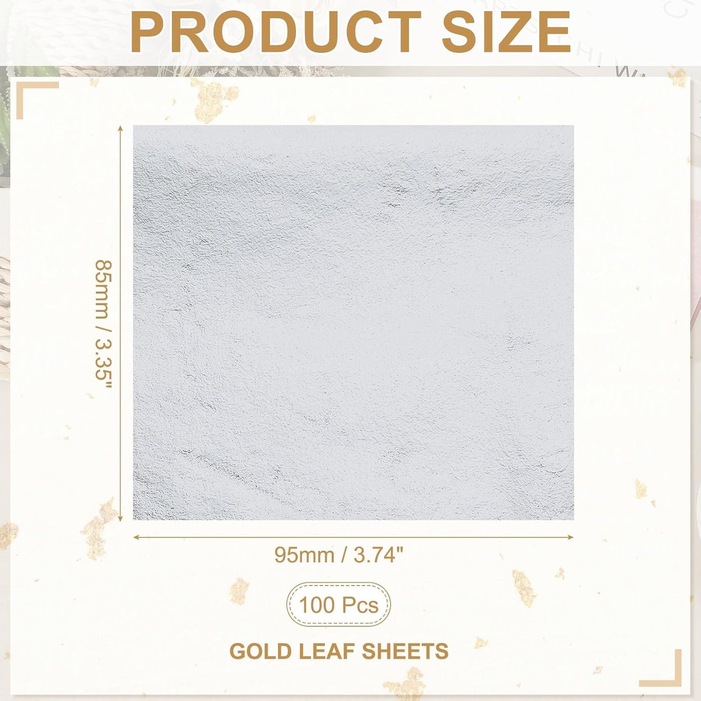 PATIKIL Gold Leaf Sheets for Art 3.7" x 3.4", 100 Pcs Gold Foil Sheet Metallic Leaf Papers for DIY Crafts Resin Furniture Nails Paintings Home Decoration, Silver