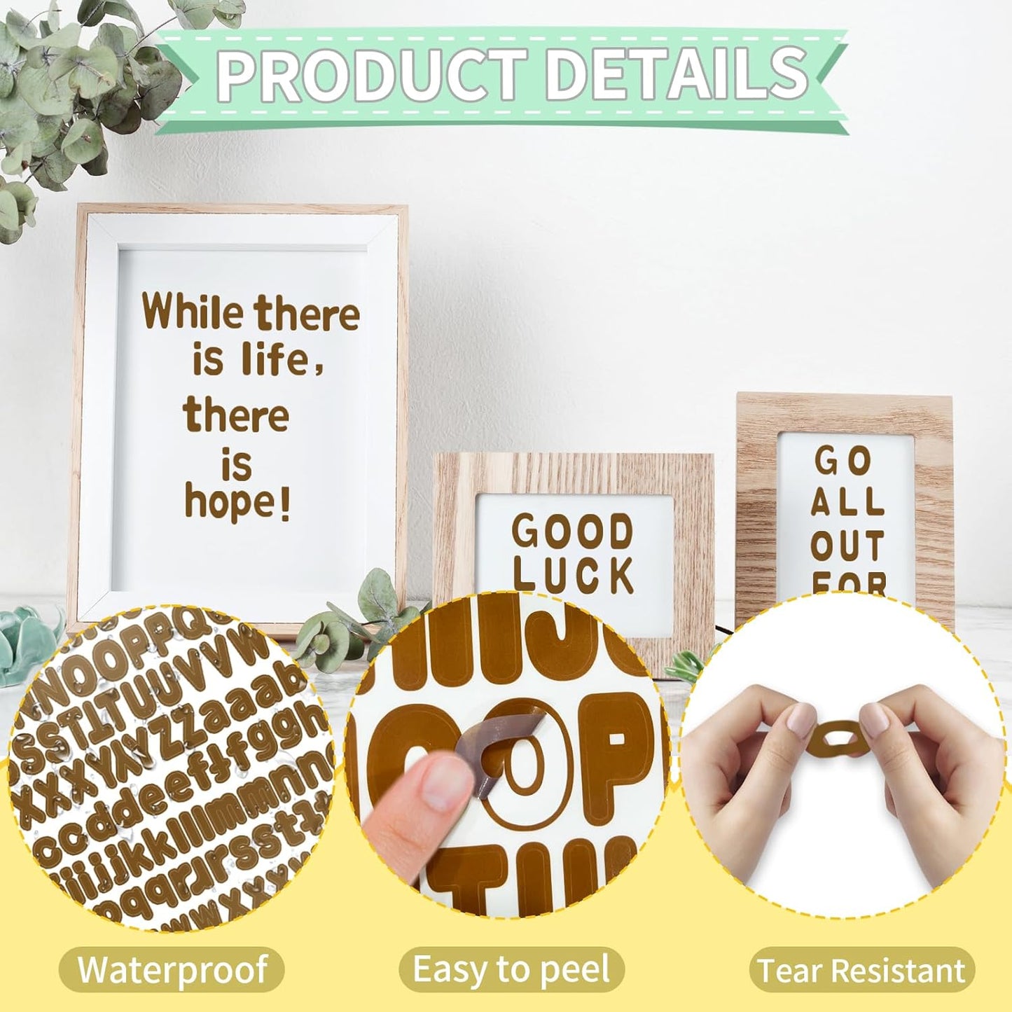 Alphabet Stickers - 1'' Inch Brown Letter Stickers, Self-Adhesive, Vinyl, Mailbox Numbers, for Bulletin Boards, Classroom, Home Decor