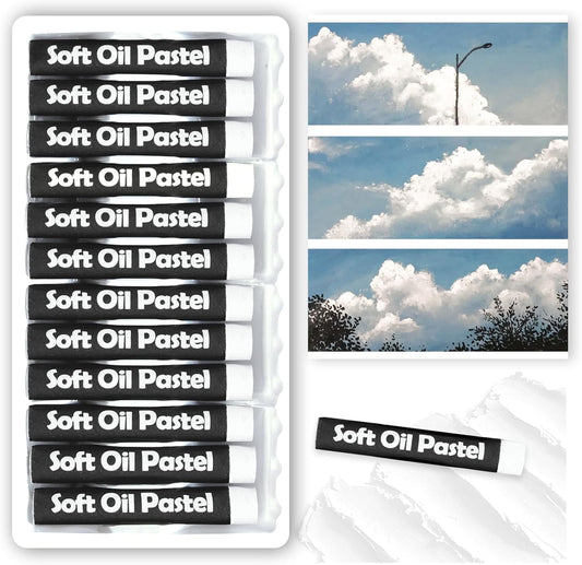 qianshan Soft Oil Pastels Set of 12 Single Colors,Non Toxic,Soft Texture Vibrant and Creamy Oil Crayons Pastels Art Supplies.White