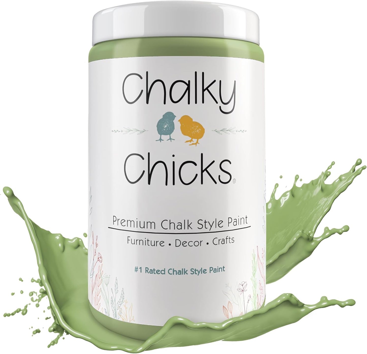Chalky Chicks All-in-One Chalk Paint for Furniture or Cabinet - 32 Fl Oz - Matte Finish Lily Pad (Green) for Metal, Wood Furniture Paint - No Sanding All-in-One for Home Decor & Crafts, USA Made