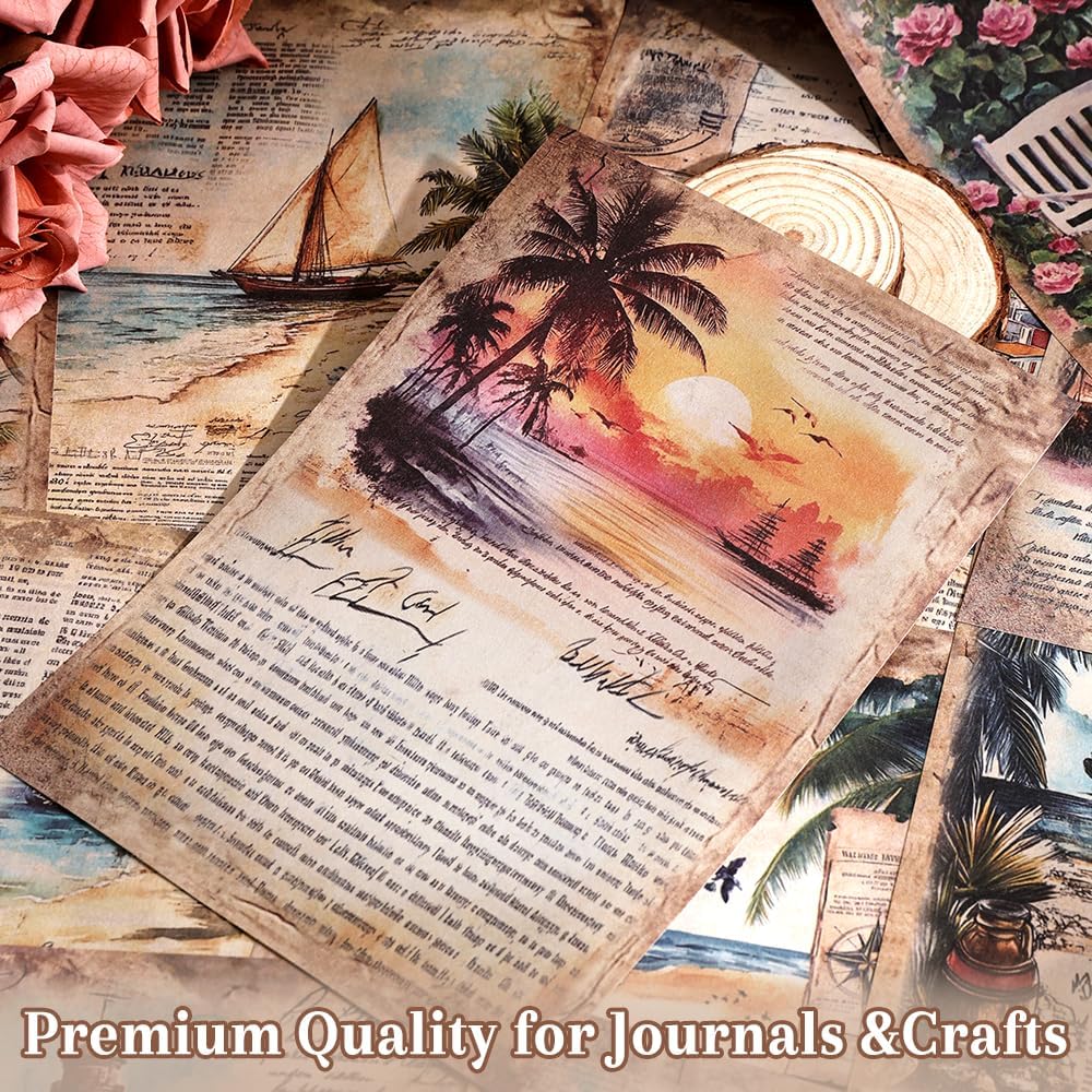 icceemee 160 Sheets Vintage Retro Scrapbook Paper, Junk Journaling Supplies Kit for Bullet Journals, Collage Art, Poster & Room Decor, Card Making, Gift Wrapping