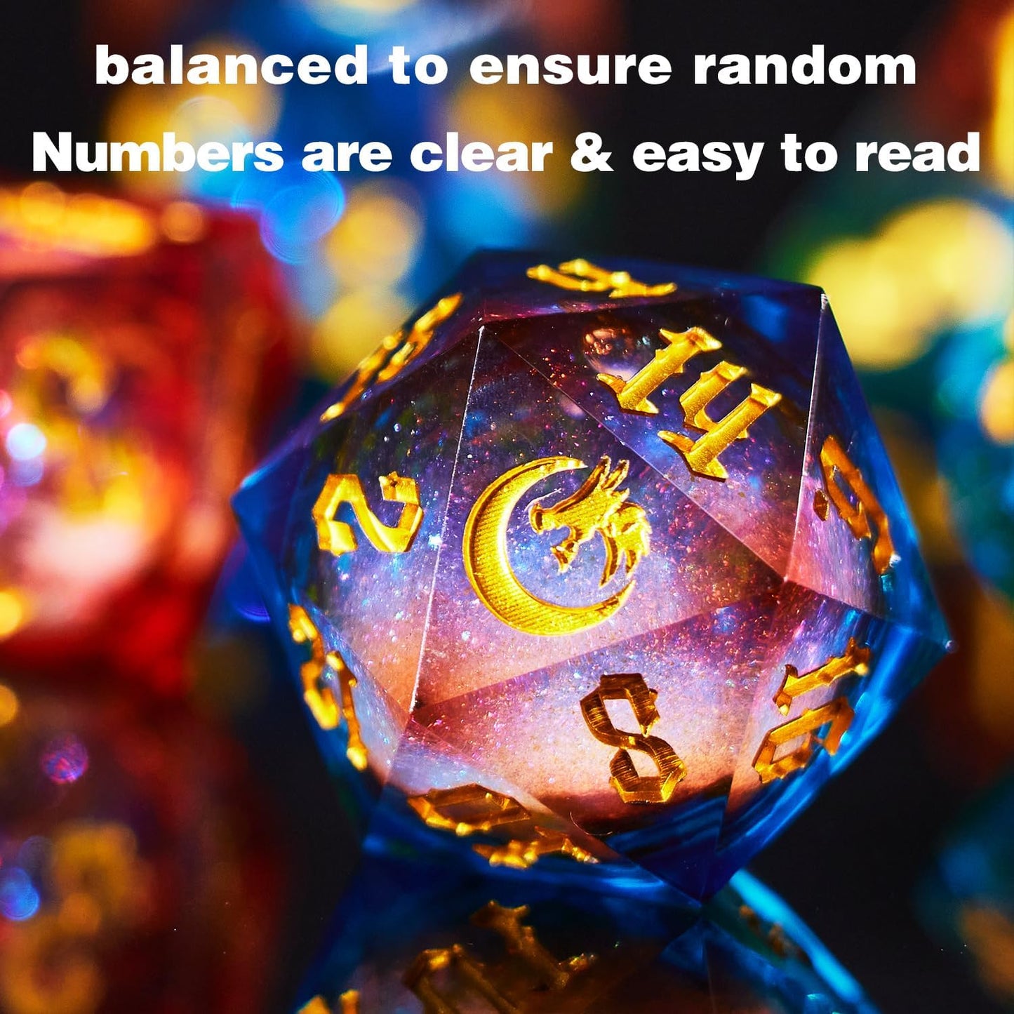 Gradual Magic Red Moon Liquid Core DND Dice Sets for Role Playing Games, Unique RPG Dungeon and Dragons Dice Set with Gift Box, Mystery Liquid Core D&D Dice Set for Gift